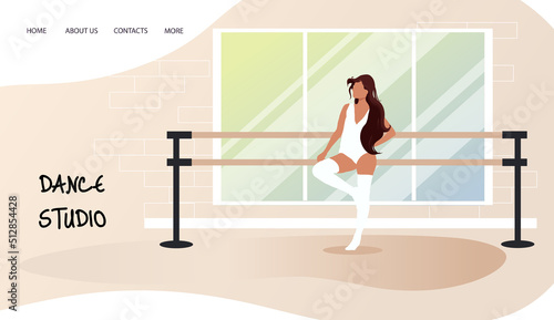Dance studio, dance teacher or choreographer in ballet studio web banner or landing page