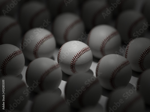 White Spotlight Grid Baseball Stand Out Unique Leadership Individuality Close Up Macro Shot 3D Illustration Render 
