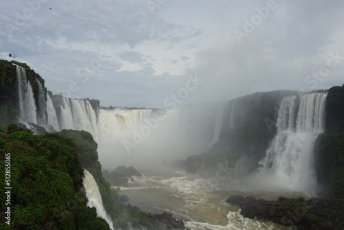 The photo shows a stunning landscape at the Iguazu Falls located on the border of Brazil  Paran   state  and Argentina  Misiones province 