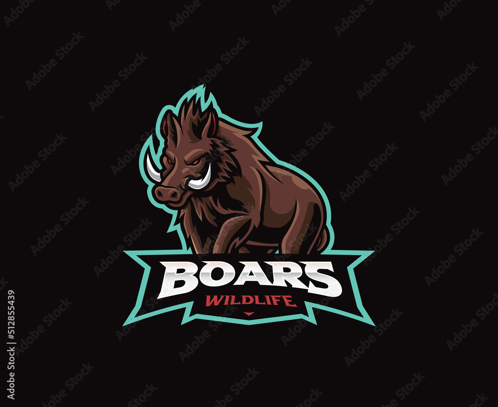 Wild boar mascot logo design Wild boar mascot logo design