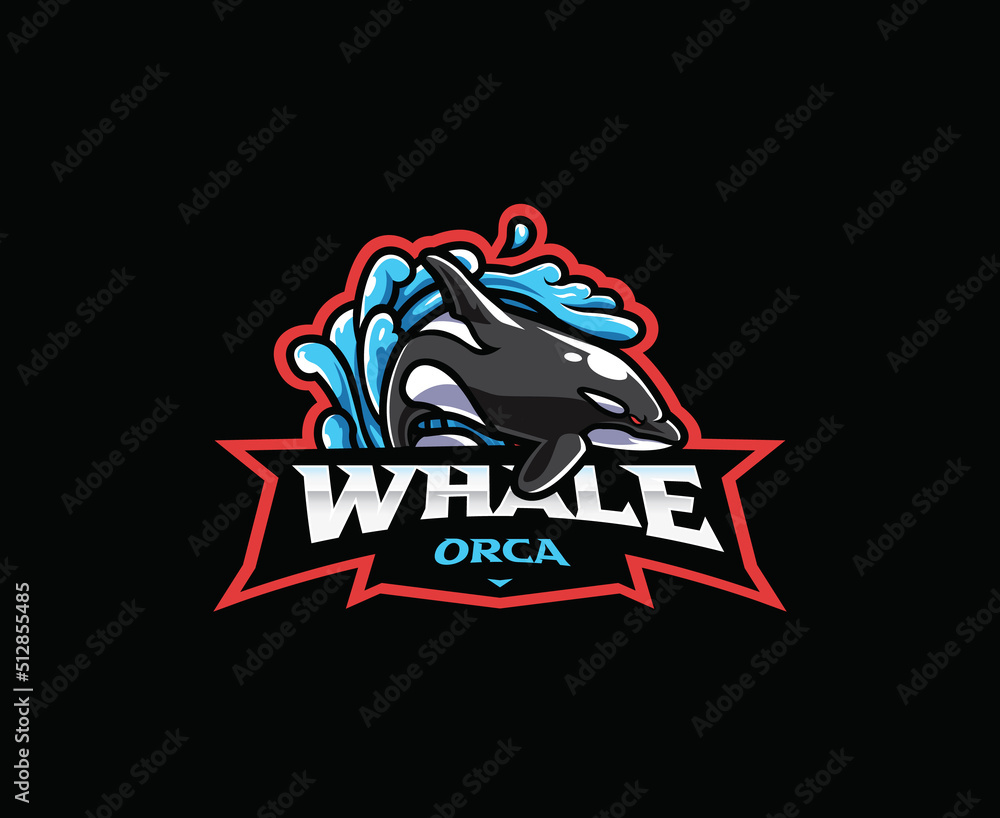 Orca whale mascot logo design