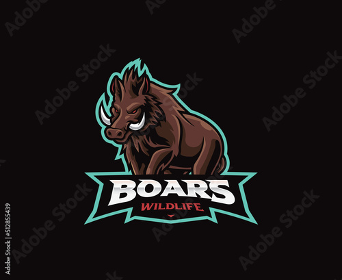 Wild boar mascot logo design