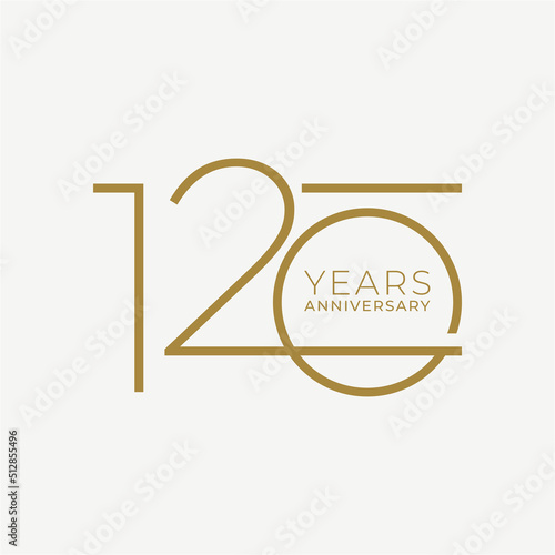 120 Year Anniversary Logo, Golden Color, Vector Template Design element for birthday, invitation, wedding, jubilee and greeting card illustration.
