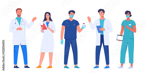 Character design of medical workers, doctors and nurses