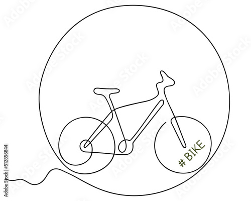 Mountain bike. Sport sketch in continuous line. Editable contour. Vector