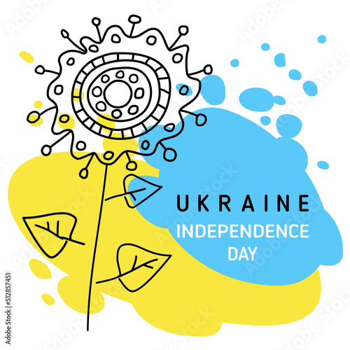 Independence Day of Ukraine square shape. National holiday August 24. Banner in the colors of the flag of Ukraine. Card, poster with white background. Vector.