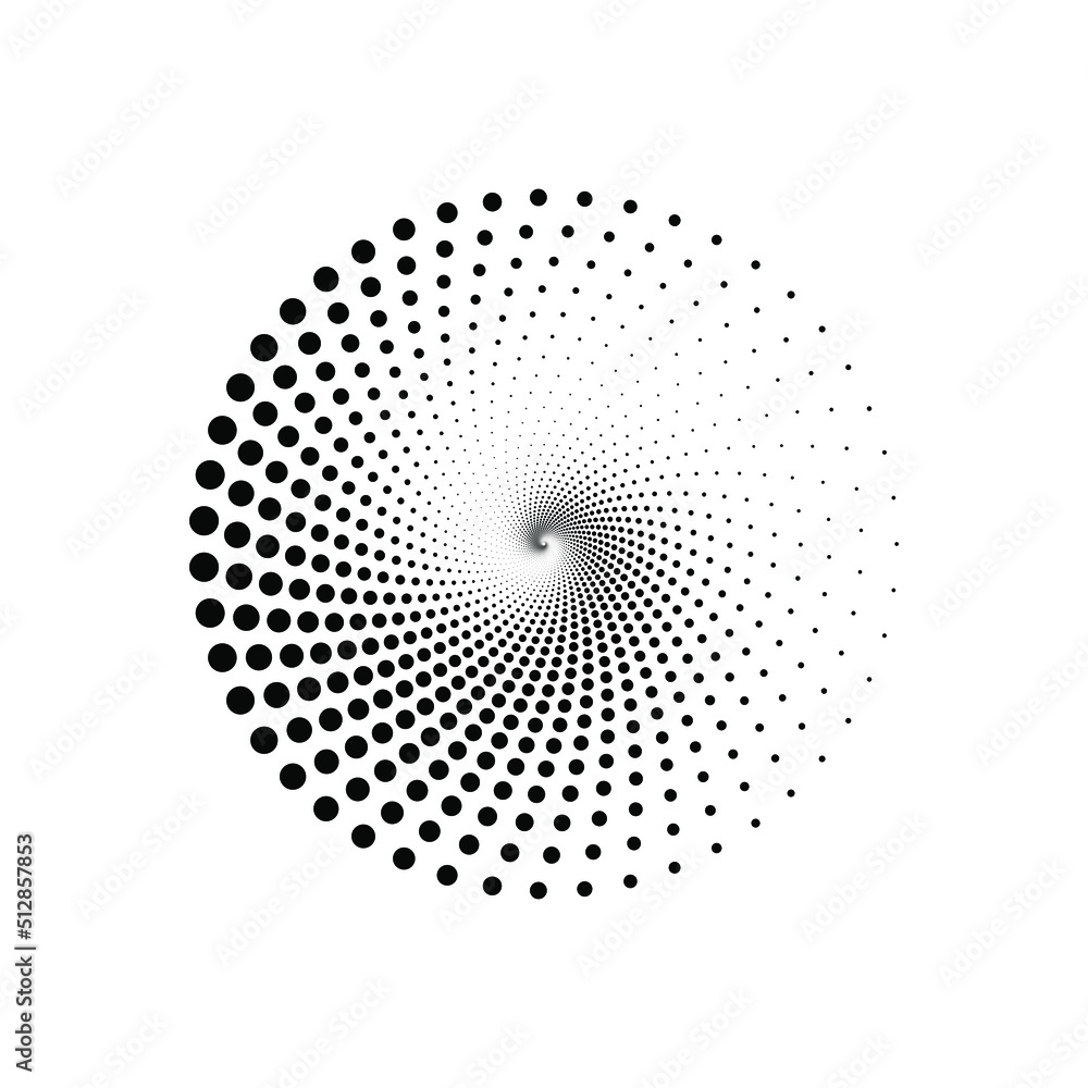 Dot circle logo halftone background. Vector illustration.