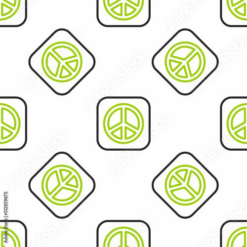Line Peace icon isolated seamless pattern on white background. Hippie symbol of peace. Vector