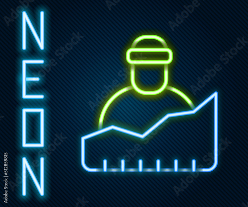 Glowing neon line Growth of homeless icon isolated on black background. Homelessness problem. Colorful outline concept. Vector