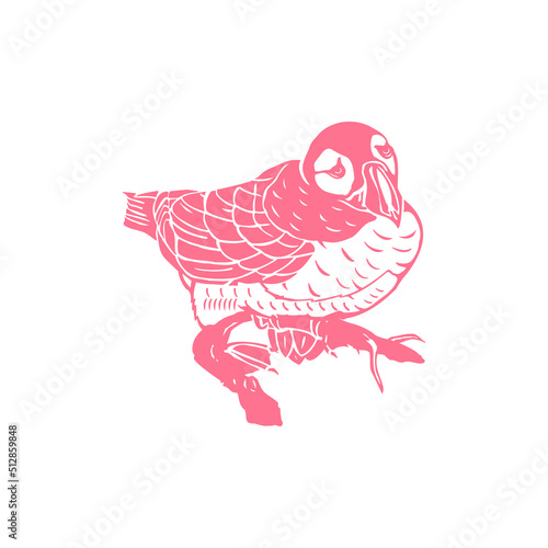bird on a branch. Creative hand-drawn bird logo vector template  photo