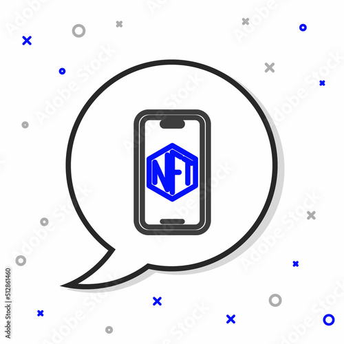 Line Mobile with art store app icon isolated on white background. Technology of selling NFT tokens for cryptocurrency. Non fungible token. Colorful outline concept. Vector