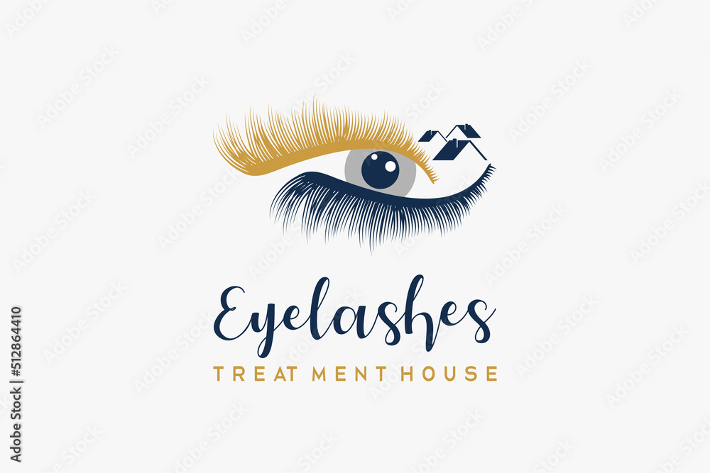 Eyelash logo with eyelash silhouette in a creative concept combined with a home icon, a logo for make up or a beauty salon Eyelash logo with eyelash silhouette in a creative concept combined with a home icon, a logo for make up or a beauty salon