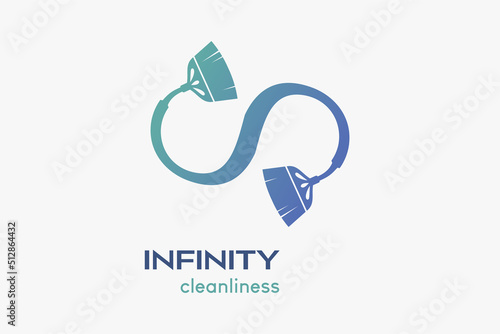 Logo floor broom or house cleaning service with a creative concept, the silhouette of two floor brooms combined with the letter s shape with the concept of infinity
