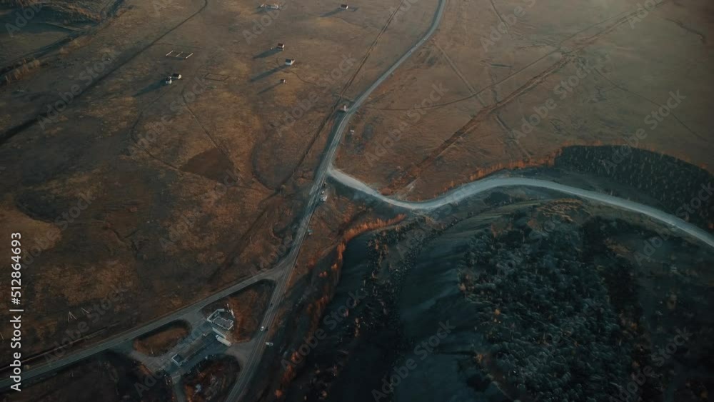 smooth video from the copter, road leading into the distance, fields, forest smooth video from the copter, road leading into the distance, fields, forest