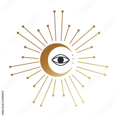 Moon Mystical Icon logo. Vector Illustration.