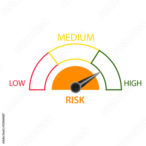 Risk concept in next generation speedometer. Vector icon EPS 10.