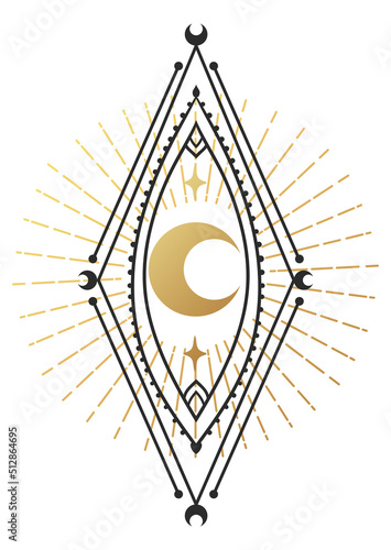 Moon Mystical Icon logo. Vector Illustration.