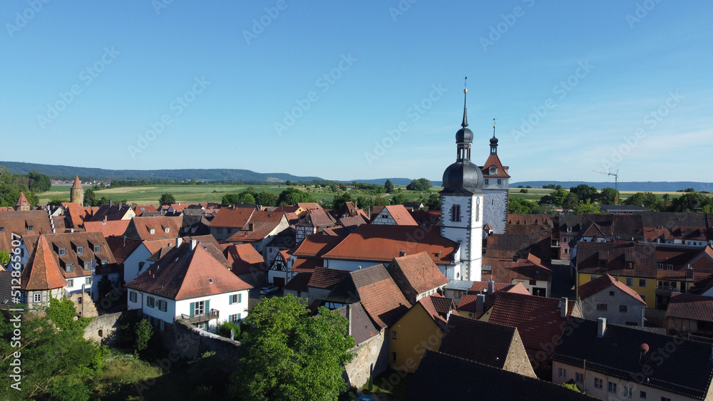 aerial panorama of the beautiful bavarian town of Prichsenstadt