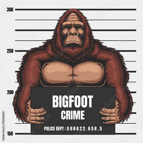 Bigfoot crime vector illustration