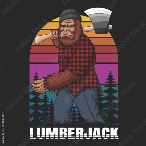 Bigfoot lumberjack style vector illustration