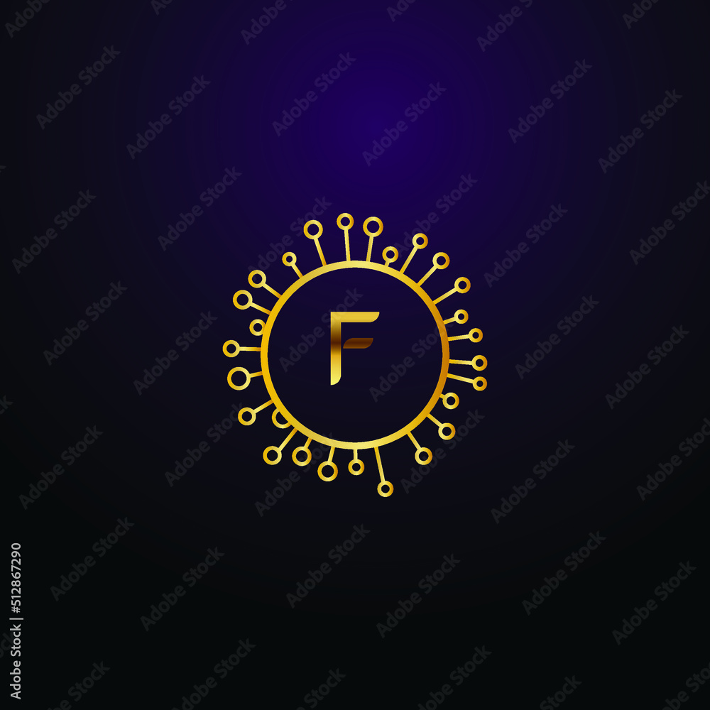 Fototapeta premium Premium luxury Vector elegant gold and font Letter F Template for company logo with monogram element 3d Design