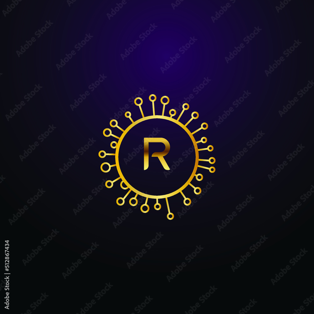 Fototapeta premium Premium luxury Vector elegant gold and font Letter R Template for company logo with monogram element 3d Design