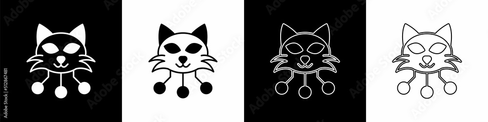 Set NFT Digital crypto art icon isolated on black and white background. Non fungible token. Vector - obrazy, fototapety, plakaty 