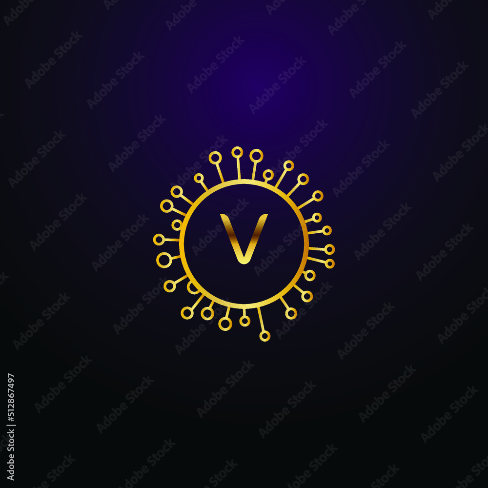 Fototapeta premium Premium luxury Vector elegant gold and font Letter V Template for company logo with monogram element 3d Design