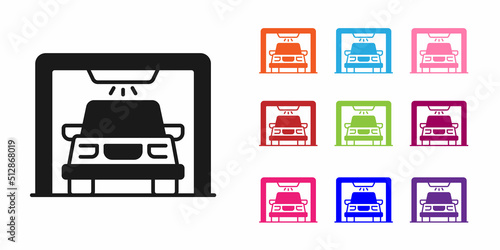 Black Car wash icon isolated on white background. Carwash service and water cloud icon. Set icons colorful. Vector