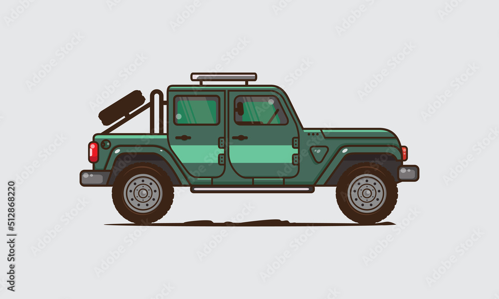 Vintage farm car illustration. Vector flat