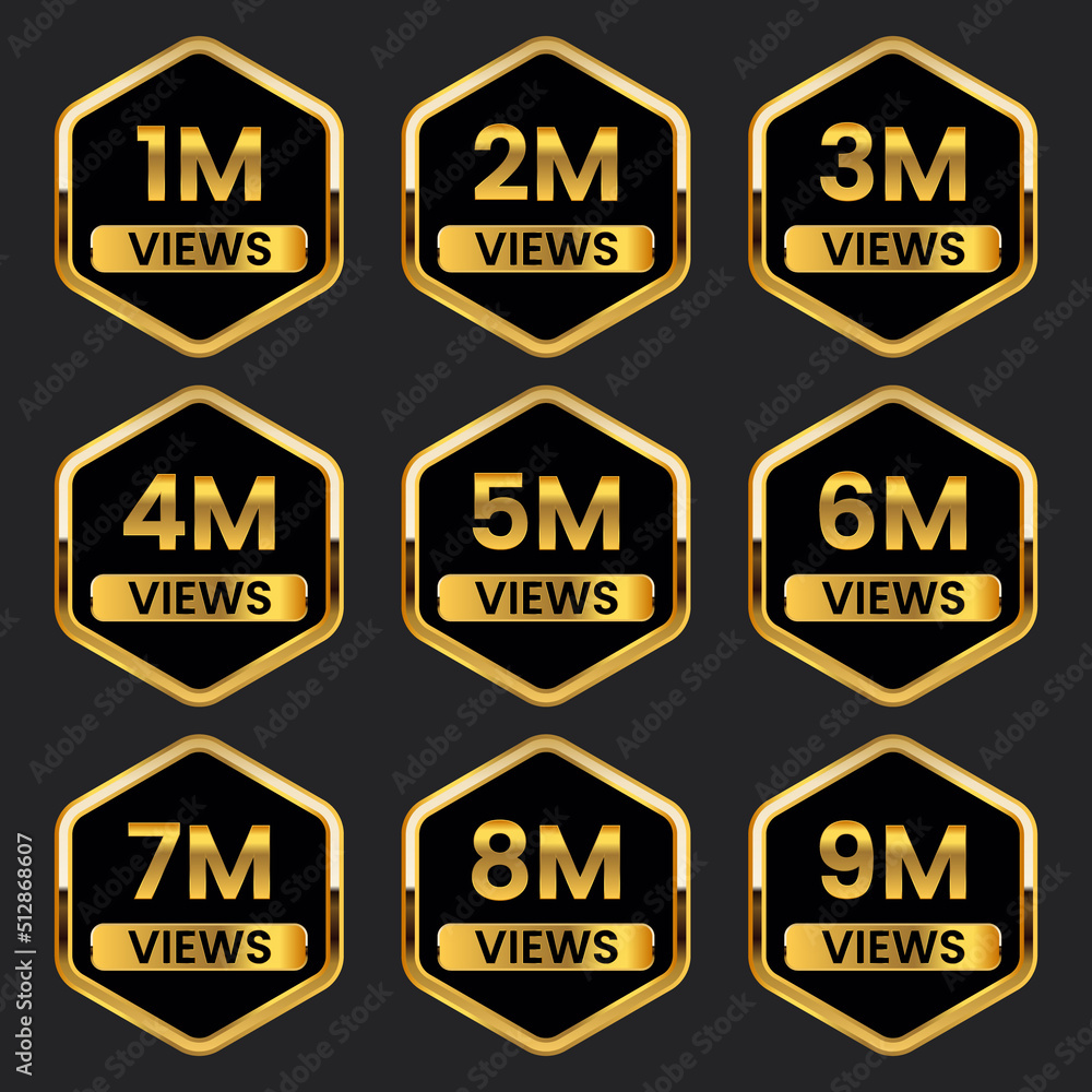 1 million to 9 million plus views celebration thumbnail design vector, 1m plus views