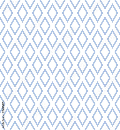 Seamless geometric diamonds pattern. Blue and white texture.