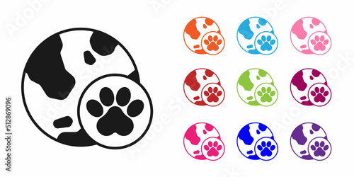Black World pet icon isolated on white background. Set icons colorful. Vector
