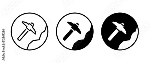 mining tool pickaxe, Mining, Hammer icon sign, symbol, logo, illustration, editable stroke, flat design style isolated on white