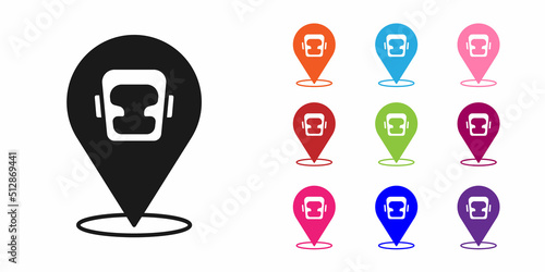 Black Boxing helmet icon isolated on white background. Set icons colorful. Vector