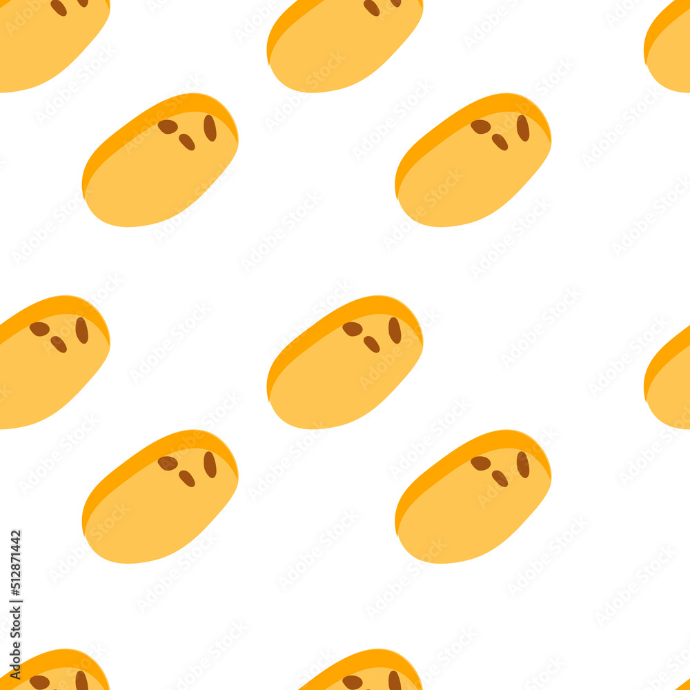 Vector seamless pattern of potato, organic agriculture in cartoon flat style. Vegetable background. Vector seamless pattern of potato, organic agriculture in cartoon flat style. Vegetable background.