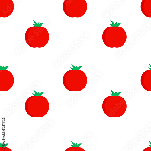Cute Tomatoes Seamless Pattern Vector Background Illustration. Cartoon Flat Design Simple. Sweet Sour Sauce. Pizza, Burger, Sandwich, Pasta Food Ingredients. Solanum lycopersicum Berry.