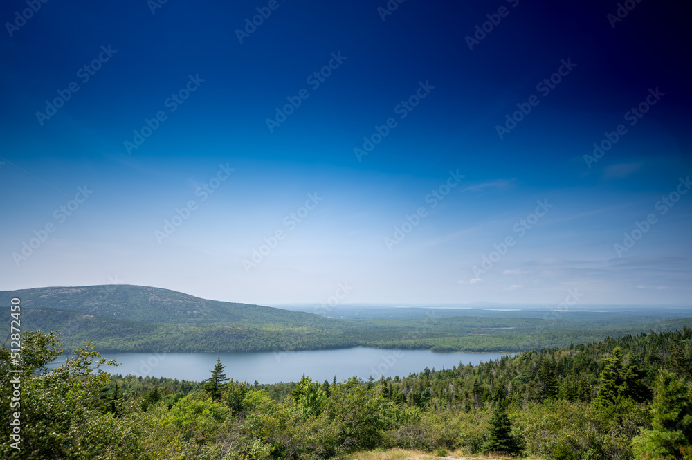 Scenic Overlook of Echo Lake in Acadia National Park, Maine, USA