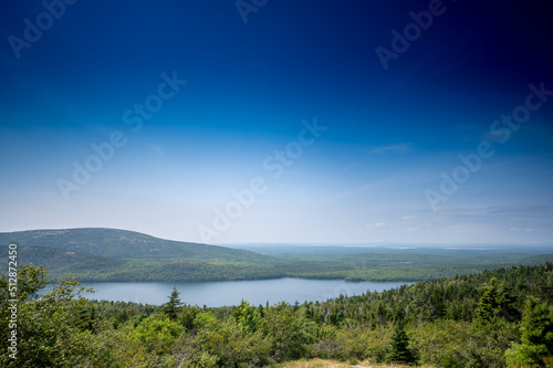 Scenic Overlook of Echo Lake in Acadia National Park  Maine  USA