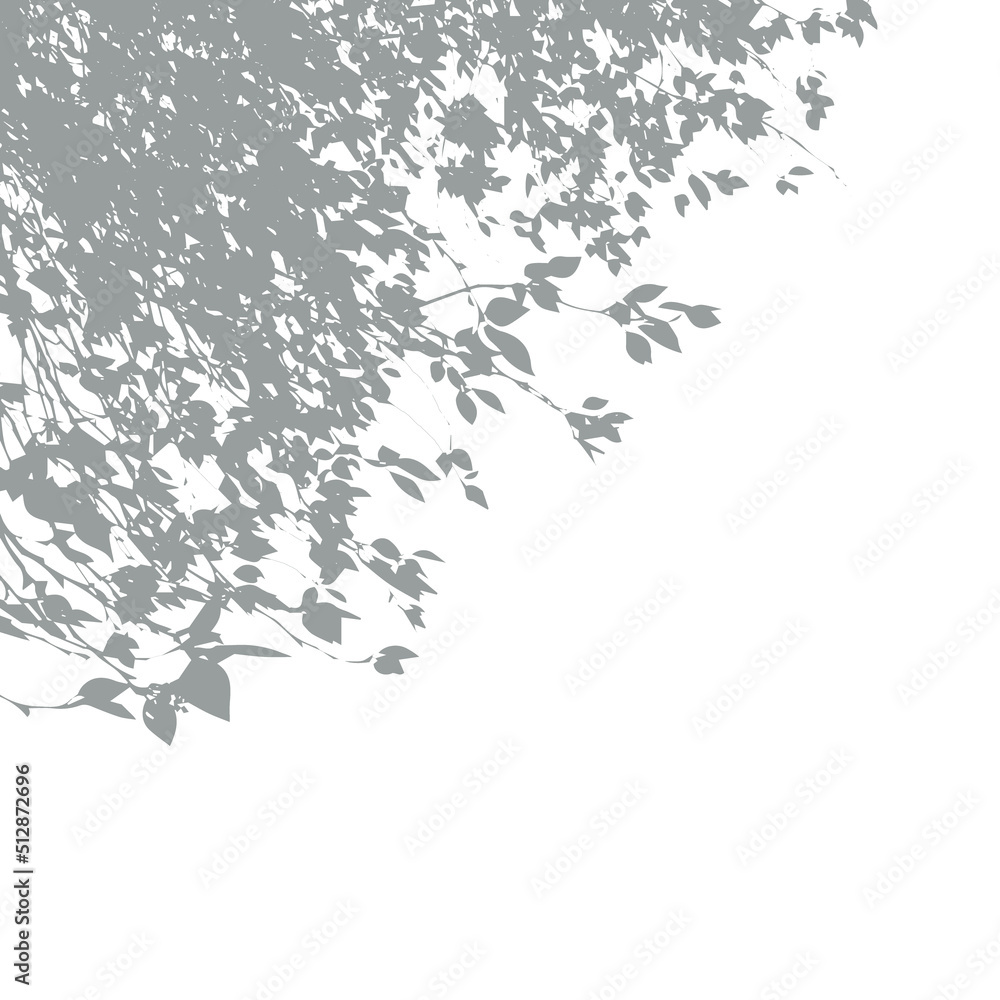 Shadow from vegetation on the wall vector silhouette. Tree branch or bush vector shape Shadow from vegetation on the wall vector silhouette. Tree branch or bush vector shape