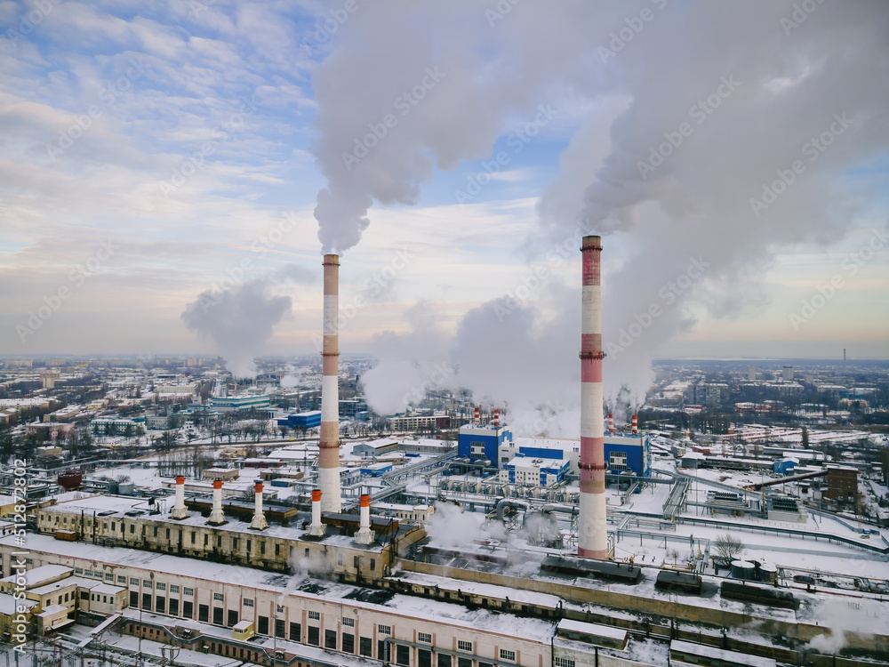 Industrial factory emission smoke from natural gas in atmosphere. Europe energy safety