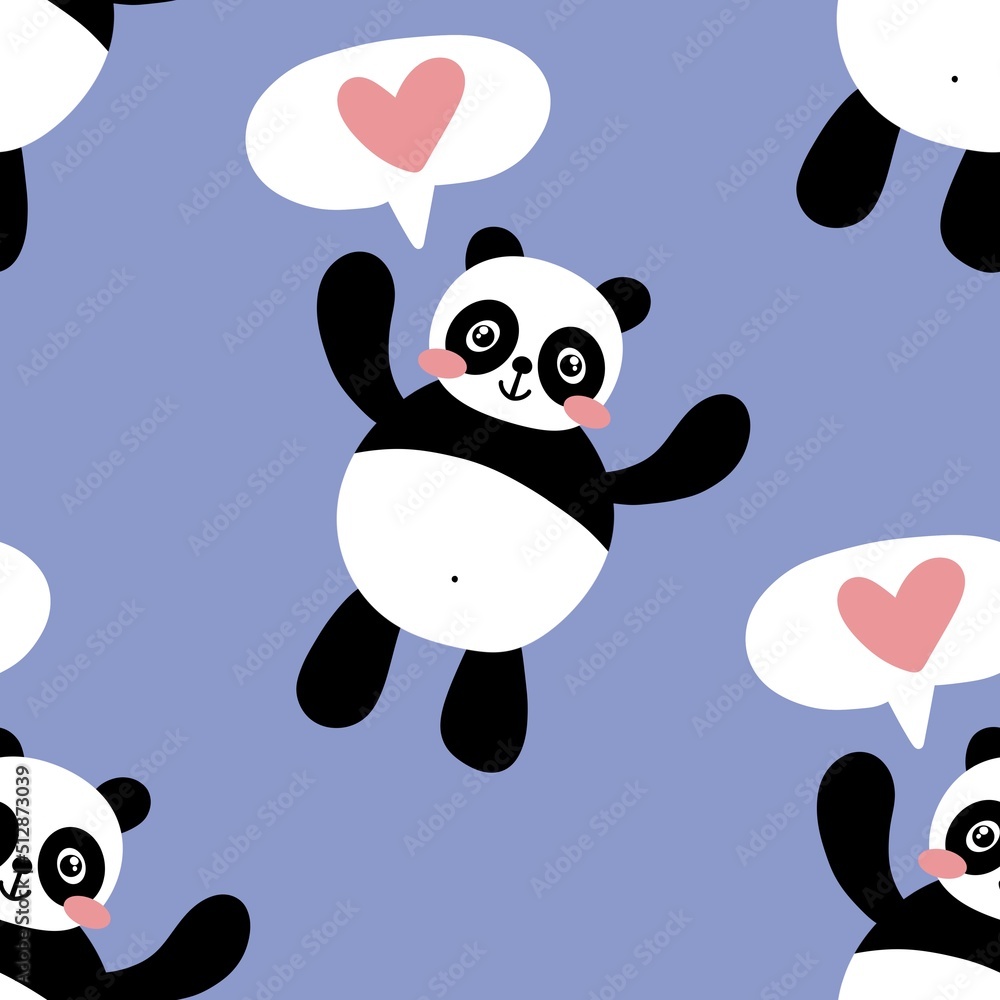 Cartoon seamless kawaii panda pattern for kids and fabrics and textiles ...