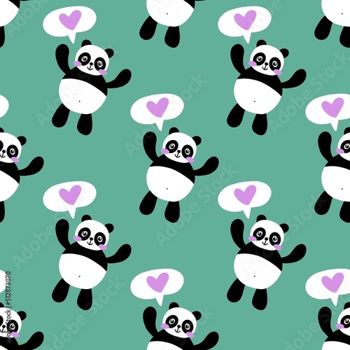 Cartoon seamless kawaii panda pattern for kids and fabrics and textiles and wrapping paper and kindergarten © Tetiana