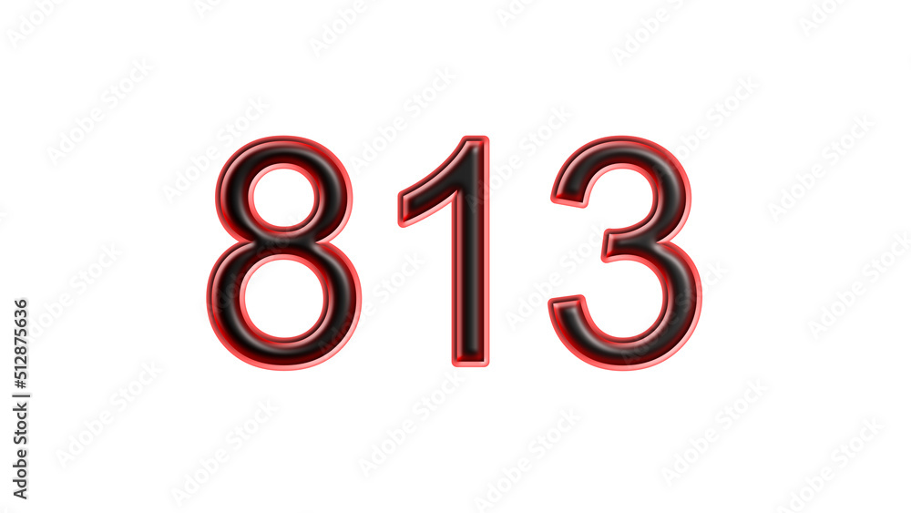 red 813 number 3d effect white background red 813 number 3d effect white background