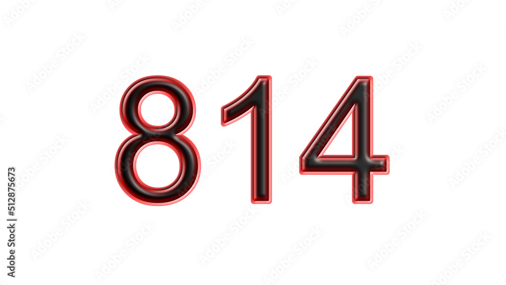 red 814 number 3d effect white background red 814 number 3d effect white background