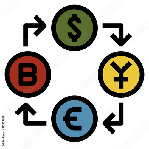 Currency outline filled color icon