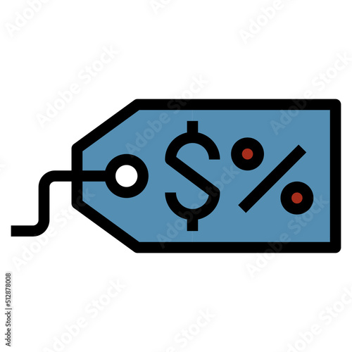 Discount rate outline filled color icon