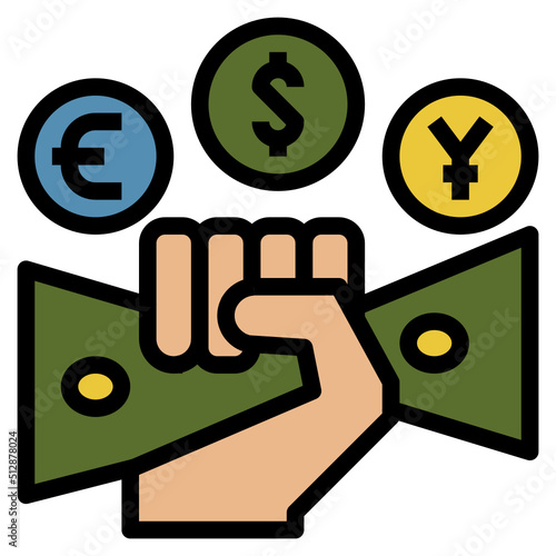Fiat money outline filled color icon