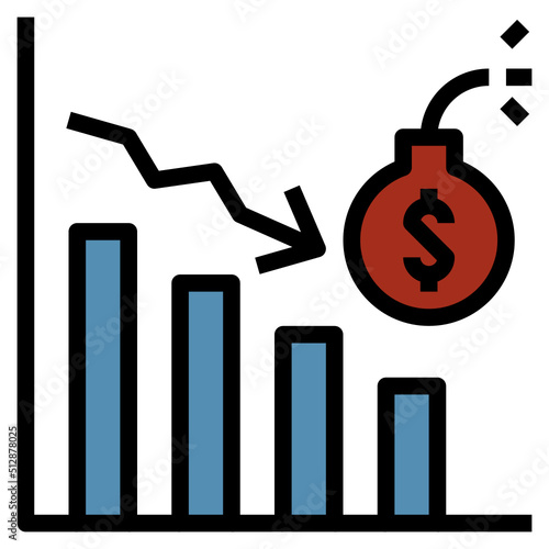 Financial crisis outline filled color icon