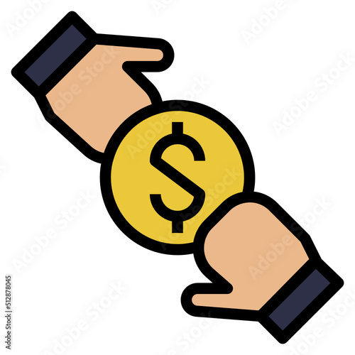 Medium of exchange outline filled color icon
